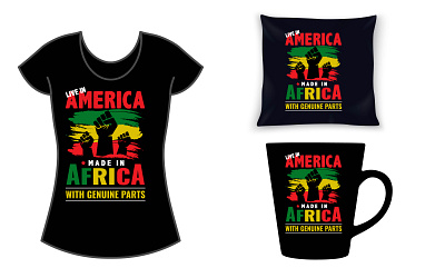 Live in America made in Africa with genuine parts T-shirt america june 19th holiday melanin