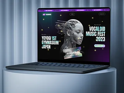 Bakaroido - Vocaloid Music Fest ai artificial intelligence dark mode dj fest music hatsune miku illustration japan landing page modern music music landing page music web techno ui ui design vector vocaloid web design 初音 三玖