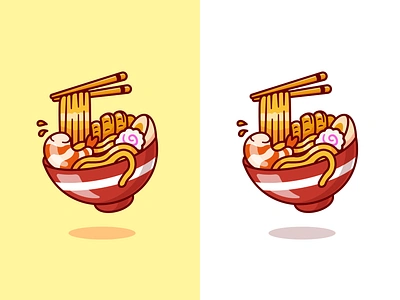 Ramen Noodle Udon🍜 beef bowl chicken katsu chopstick eating egg flying food icon illustration japanese food logo menu noodles ramen ramen udon restaurant