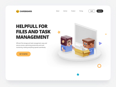 Cardboard files and task management 3d 3d animation 3d illustration animation blender design file management graphic design hero illustration landing management motion graphics render task management ui website