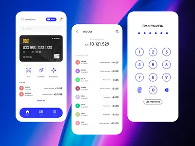 Finance Mobile App animation app blue design e wallet figma finance graphic design mobile app ui uiux