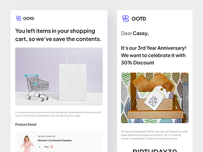 OOTD ~ E-Commerce Email Template Kit app catalog design ecommerce email email template fashion gmail template transaction ui design ui kit yahoo