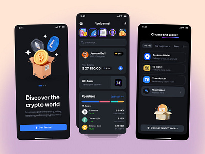 Crypto Bank App 3d app bank bitcoin blockchain crypto currency dark mobile ui ux