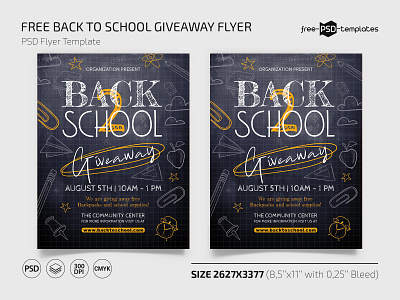 Free Back to School Giveaway Flyer PSD Template back to school event events flyer flyers free freebie giveaway photoshop print printed psd school template templates