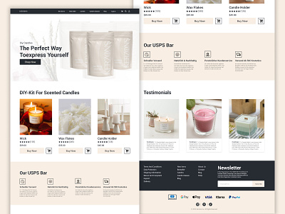 Home Page For Minimalistic DIY CANDLE SHOP candle diy home homemade homepage interface landing page minimalistic page shop shopfromhome ui ux uxuidesign website design