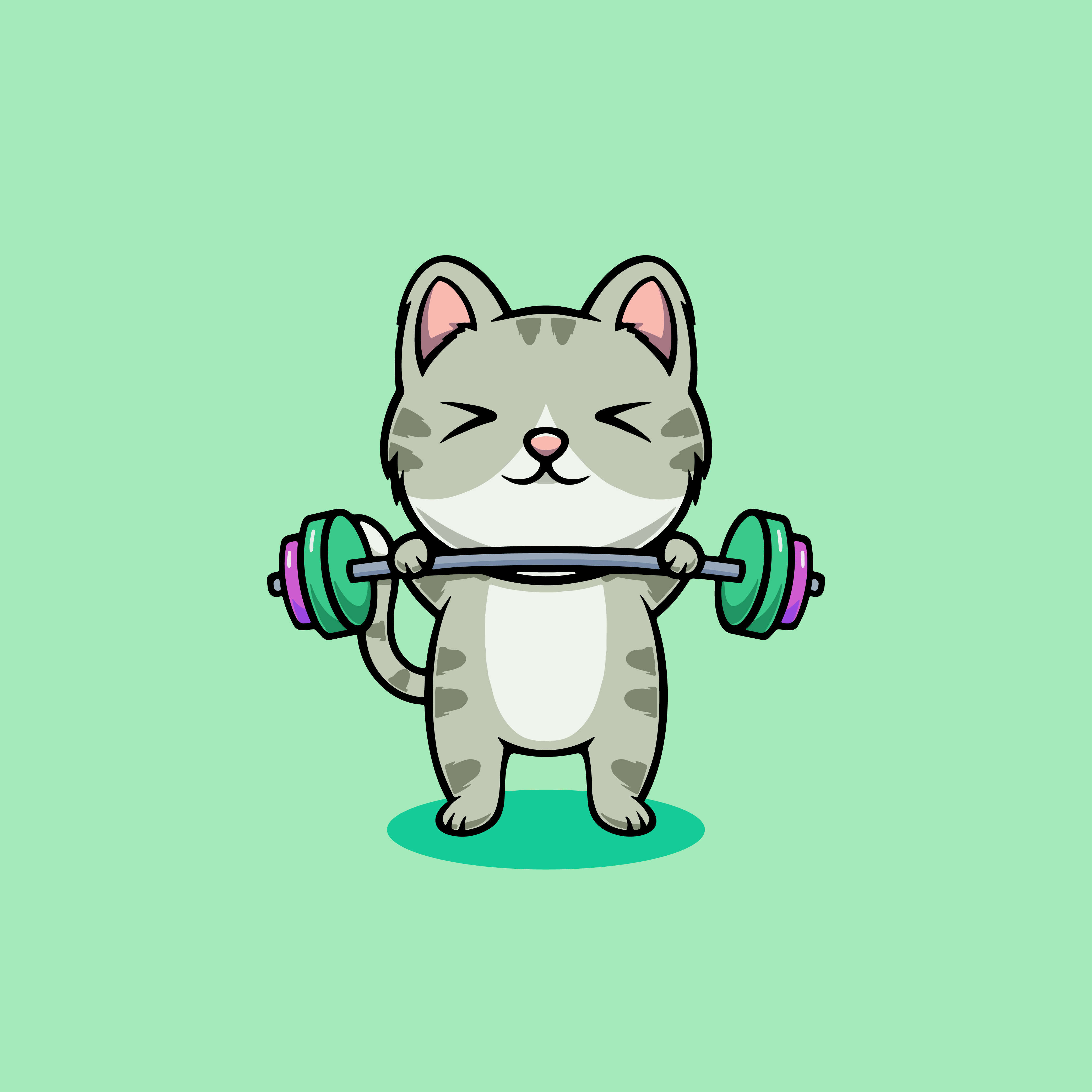 Cute Cat Workout Cartoon Illustration flat design