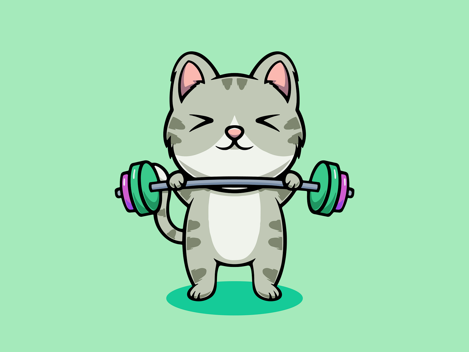 Cute Cat Workout Cartoon Illustration By Cubbone On Dribbble