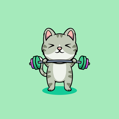 Cute Cat Workout Cartoon Illustration flat design