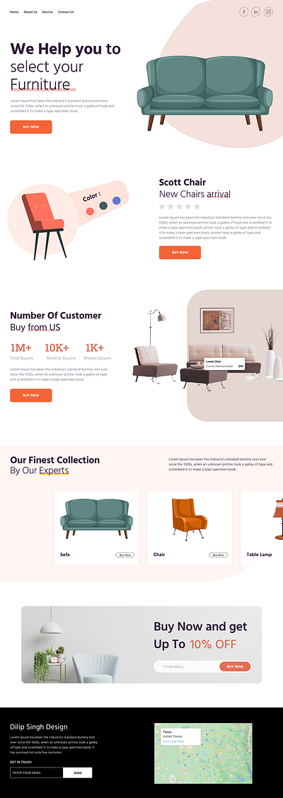 Furniture Animated Landing Page design graphic design illustration logo typography ui ux