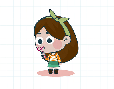 Animated loop character girl play gifloop