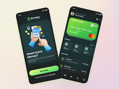 Banking App Design 3d bank app banking banking app branding card cash color dark ui darkmode design figma figma design gradient graphic design illustration logo ui uiux webapp