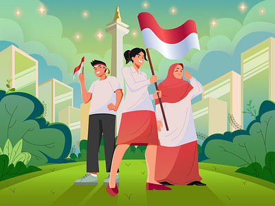 78th Indonesia Independence Day 17th august 78th adobe illustrator birthday color figma flag gradient illustration indonesia indonesia independence day indonesian vector