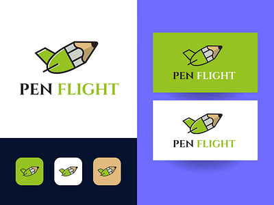 Pen Flight logo design. Flying education logo. Fast education app apps logo branding design education fast flight gradient logo graphic design illustration logo logo design logo maker logo shop pen plane rocket ui