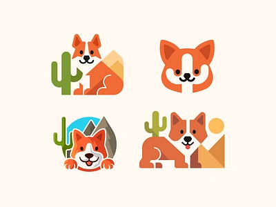 Desert Corgi Lab brand branding corgi cute desert design dog elegant flat funny graphic design illustration logo logo design logotype mark minimalism minimalistic modern sign