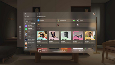 Spotify Music on vision os home design motion graphics ui ux vision os