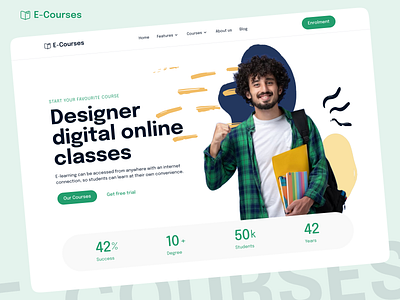 E-Courses Landing Page design designning courses e learning graphic design ofline online ui ux