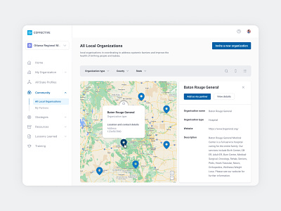 Map View | Collaboration Platform app card detail cards filters hover state map ui map view product design search filters ui ui design ux design