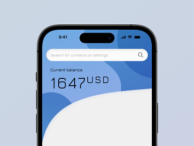 Finance app - Hero section 2d aesthetic app blue clean current balance curve design elegant field finance gradient hero hint text mobile search smooth ui ux vector