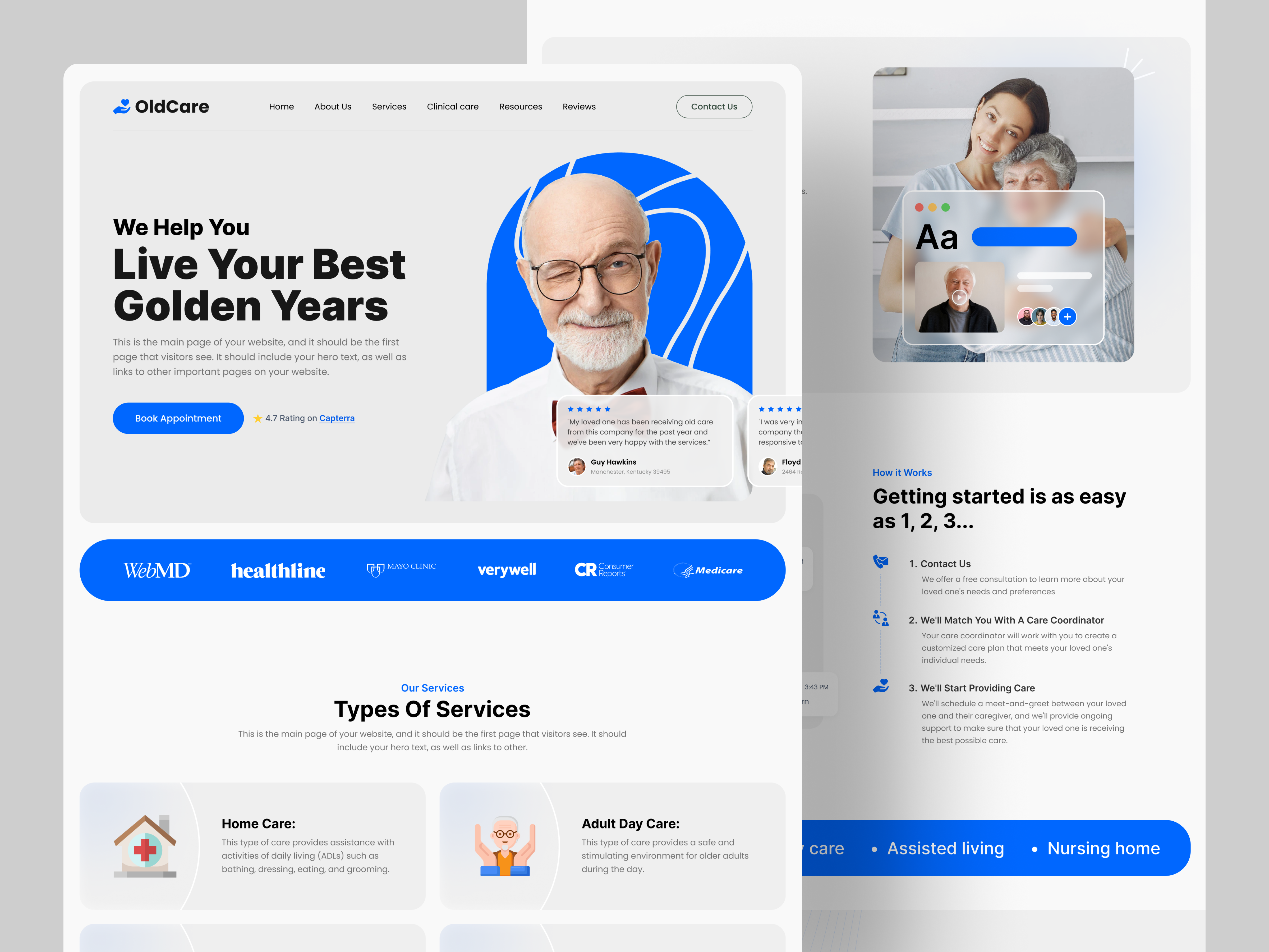 Example of Old Care Services Website Design