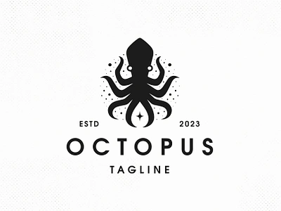 Octopus Ink Logo Template animal brand identity branding creative design food kraken logo logo design logo template logotype octopus octopussy printing screen print screen printing sea squid tentacle vector water drop