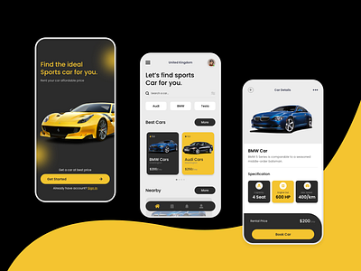 Car Rental Mobile App branding design graphic design illustration logo typography ui ux vector xd