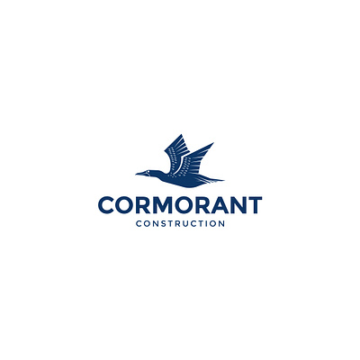 Cormorant Construction Logo animal logo bird logo branding logo classic logo construction logo cormorant logo