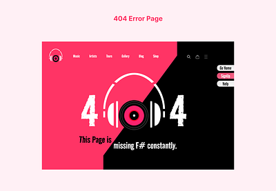 Daily UI - 404 Page 100daysodui 404page dailyui error musicerrorpage ui uiux ux