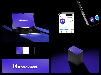 KnockReal - Metaverse Real-estate 3d blockchain brand brand identity branding business crypto design future graphic design handcrafted iconic logo logofolio logomark metaverse startup symbol timeless visual identity