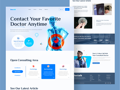 Doctalk - Healthcare landing page design appointment backpain call design diagnostic doctor doctor call healthcare lab landingpage medical website ui ux web design web ui website design
