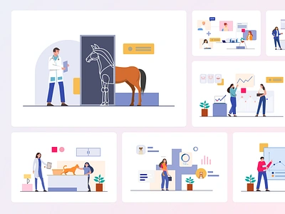 Veterinary Clinic Illustration Pack for Vetera 👩‍⚕️🏥✨ branding character clinic flat graphic design identity illustration illustrator pet ui vector veterinary website