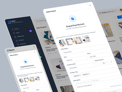New Product - ecommerce | Space Design System business chart dashboard design design system e commerce graph input list popup product product design saas sidebar space styleguide text field ui