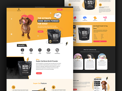 Super Cal - Dog's Food Website animal food colored website dog dog feed dog food ecomerce food website landing page pet care pet food brand pet food station pet store pet website product store