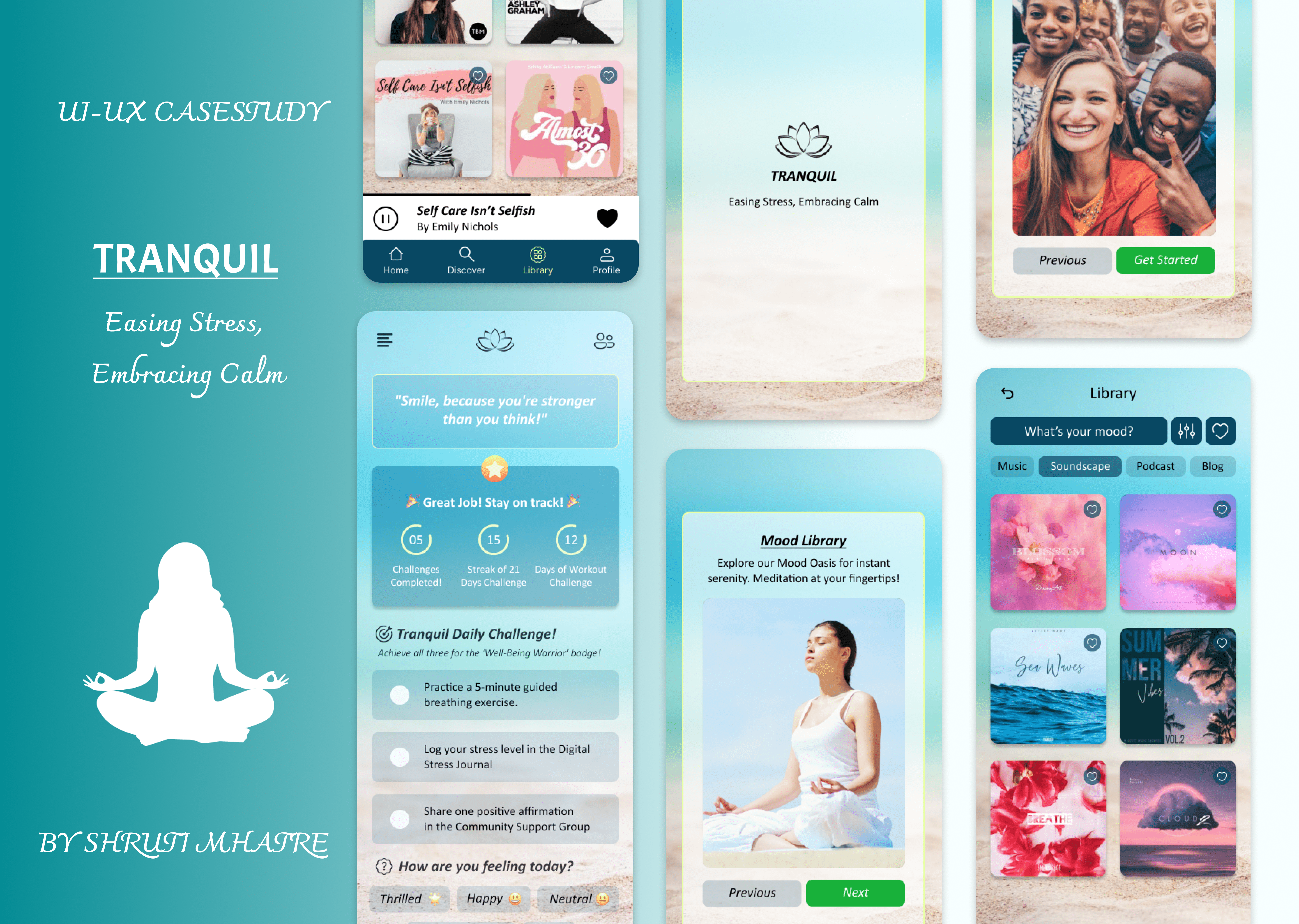 TRANQUIL app beginner design illustration ui ux ux casestudy ux design