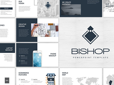 Bishop - PowerPoint Template advertisement analysis business colorful corporate creative deck diagram elegant excel infographic marketing mockup modern niche pitch pptx seo social