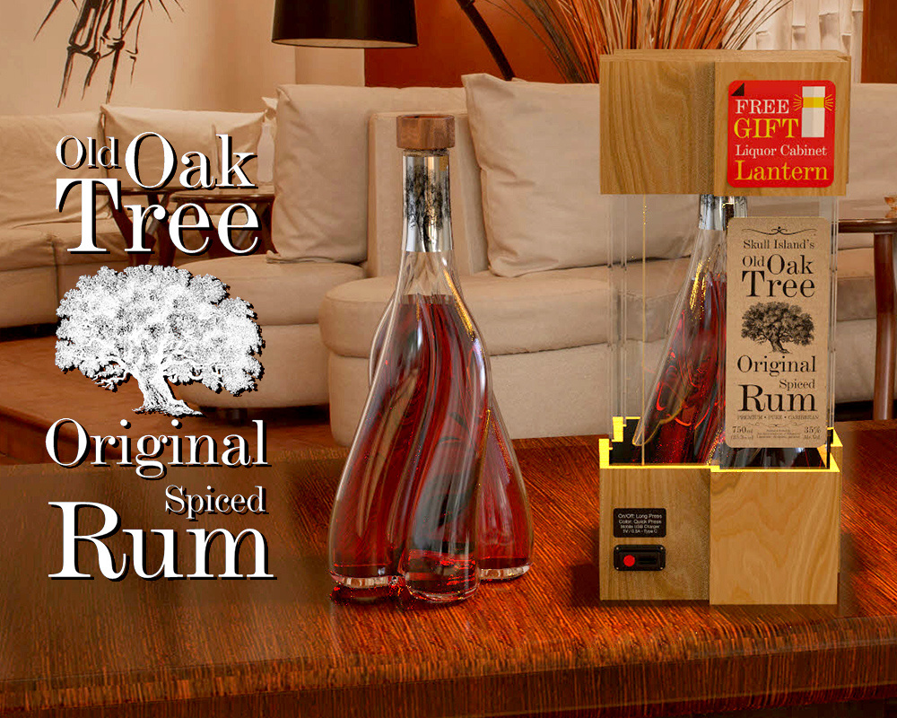 Old Oak Tree Premium Jamaican Spiced Rum 3d 3d interior 3d interior design lebanon 3d modeling 3d product design beirut bottle design brand identity branding interior design labeling lebanon luxury luxury design package design packaging product design rendering rum