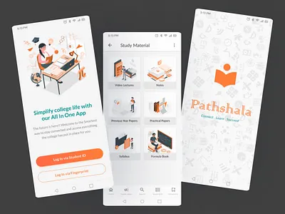 Pathshala android app case study design educational illustration mobile app new project ui