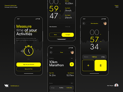 #30 - Mobile App Concept activity android application clock dark mode design iphone measure measurement mobile app phone run running smartphone sport stopwatch time timer ui ux