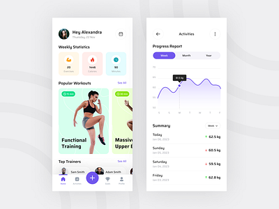 Fitness and Workout App app design exercise fitness app fitness training gym health ios app minimal mobile app sport app sports training trendy design ui uidesign uitrends ux weight loss workout yoga