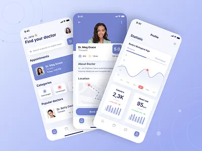 Telemedicine App | UX & UI app application clinic design doctor doctor app doctor appointment figma health health app healthcare ios medical app medical care mobile app telehealth telemedicine ui ux uxui