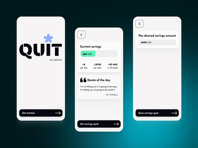 Quit any addiction app addiction app flat health healthcare mobile quit smoking ui ux