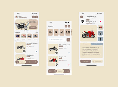 Motorcycle App Design app branding design graphic design mobile ui ux