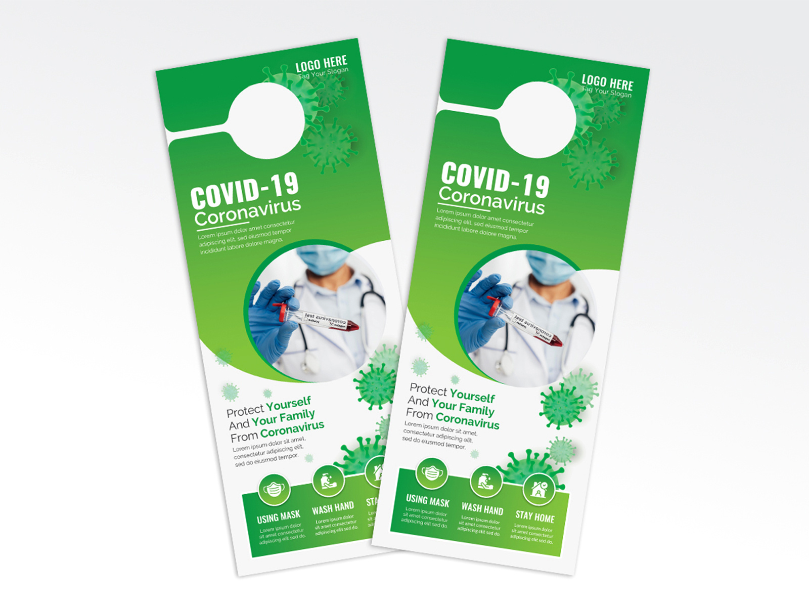 COVID-19 AWARENESS DOOR HANGER TEMPLATE awareness banner danger