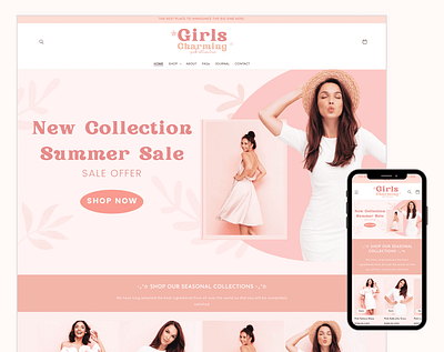 GIRLS - Bright Pink styled Shopify theme | Customizable template shopify
