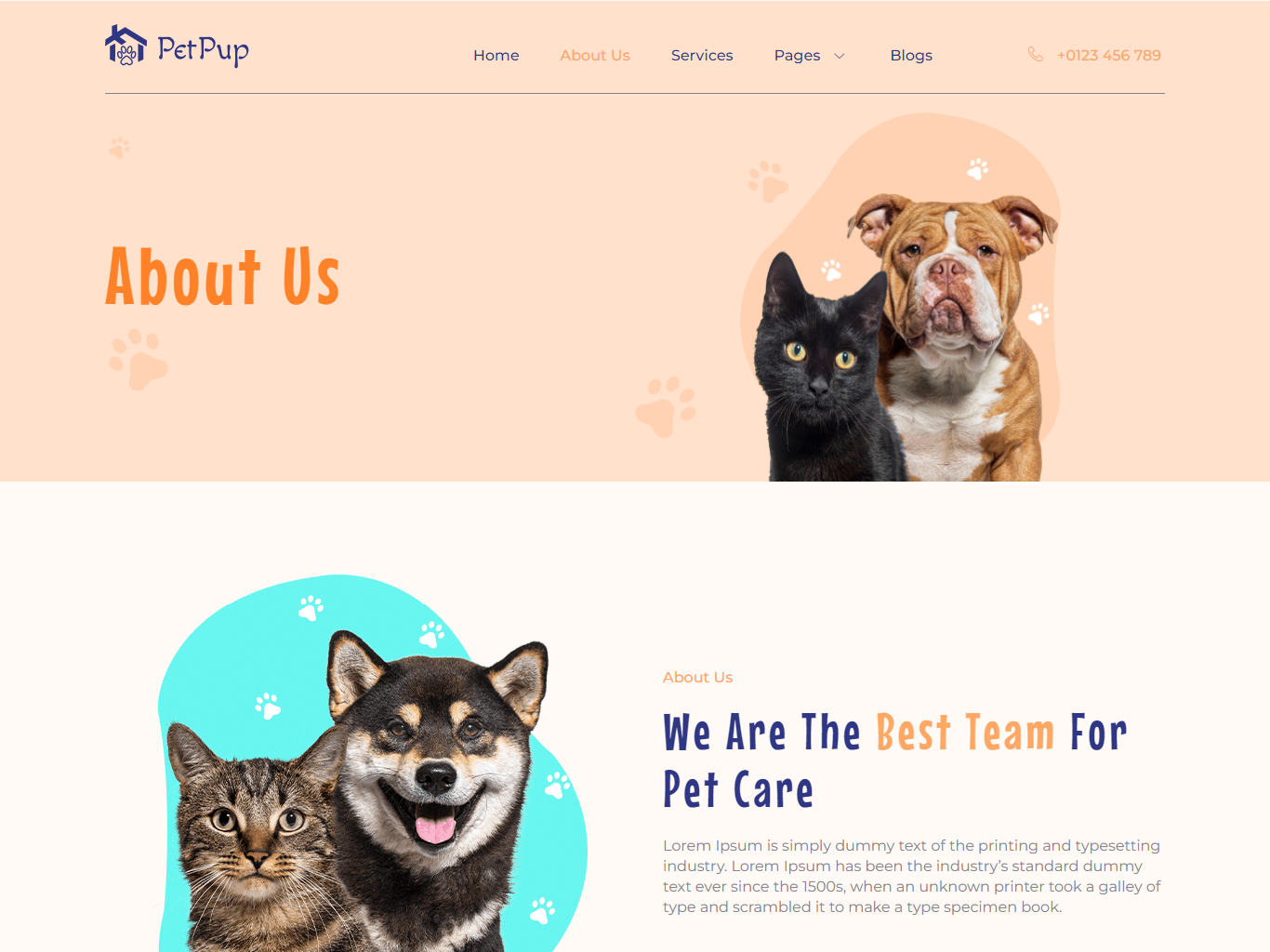 About Section of Pet Care Services Elementor Template Kit by Evonicsoft ...