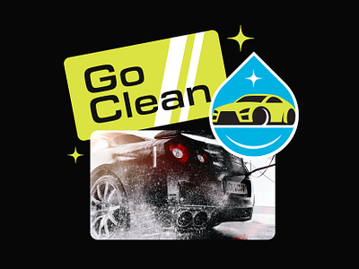 Go Clean Logo auto car carwash clean drop go logo wash water