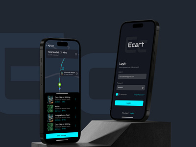 ECART - Mobile App dark mode ecart location map mobile app