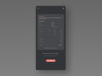 Purchase Receipt 🧾✨ | Food Delivery App design logo typography ui ux