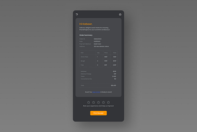 Purchase Receipt 🧾✨ | Food Delivery App design logo typography ui ux