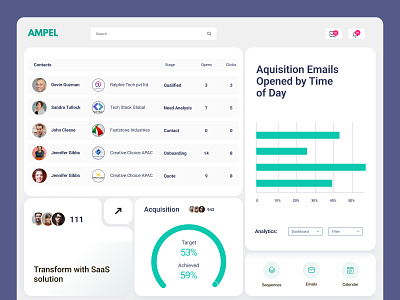 Ampel | Sales Engagement Platform (SaaS) app design application design design design studio figma funnel design modern design product design saas app sales app sales engagement app sales management app sales team trending design ui ui design ux ux design web app