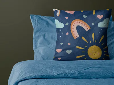 Here Comes the Sun Boho Chic Seamless Patterns for Kids boho cloud design fashion fresco hand drawn heart illustraion illustration digital pattern pattern for kids procreate rainbow seamless seamless pattern sun surface design surface pattern vector vector pattern